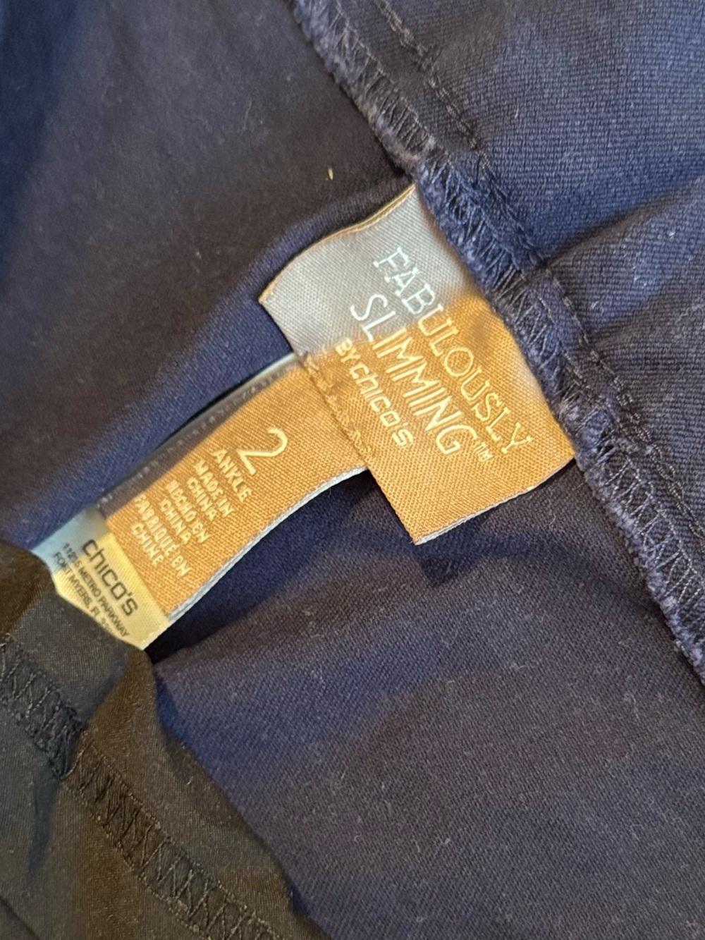 CHICO’S Fabulously Slimming Cotton Navy Blue Straight-Leg Ponte Pull-On Pants - Picture 8 of 12